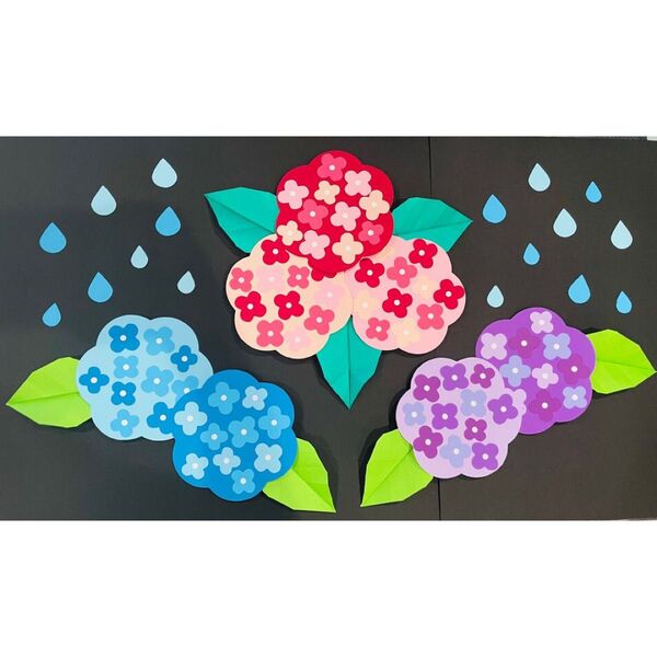 あじさい 紫陽花 5月 6月 7月 壁面飾り 保育園 幼稚園 夏 風物詩 飾り 雨の日セット 施設 壁面 夏