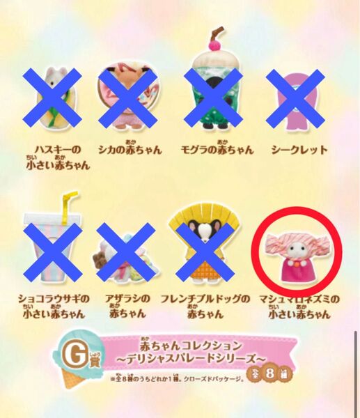 シルバニアファミリー キラキラくじ デリシャスパレード G賞 マシュマロネズミの小さい赤ちゃん