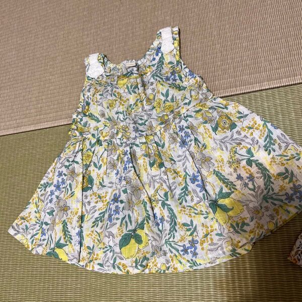女の子 80 チュニック トップス ブラウス 夏服 タンクトップ ノースリーブ ベビー 花柄 リバティー