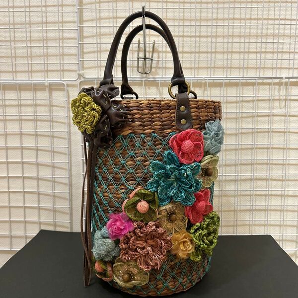 【まあまあ美品】mixage ミクサージュ 籠バッグ かごバッグ ハンドバッグ トートバッグ バスケット