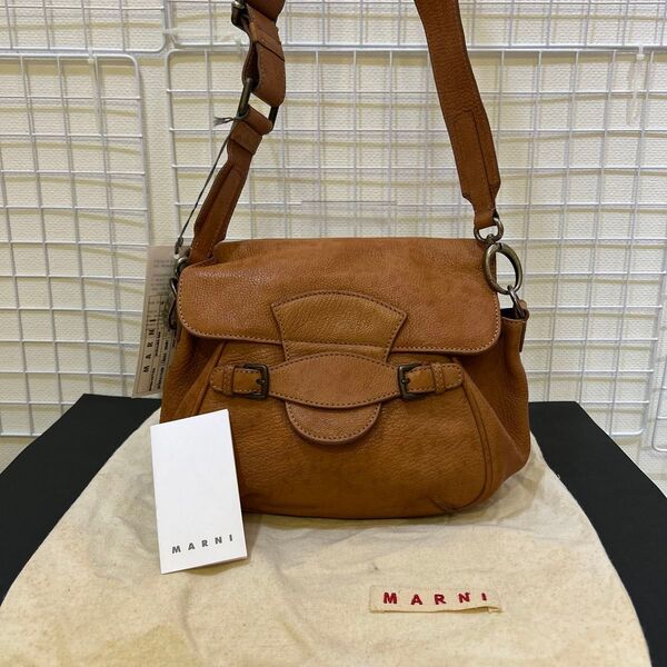 【訳あり美品】MARNI マルニ ショルダーバッグ 斜め掛け 肩掛け 本革 ブラウン系