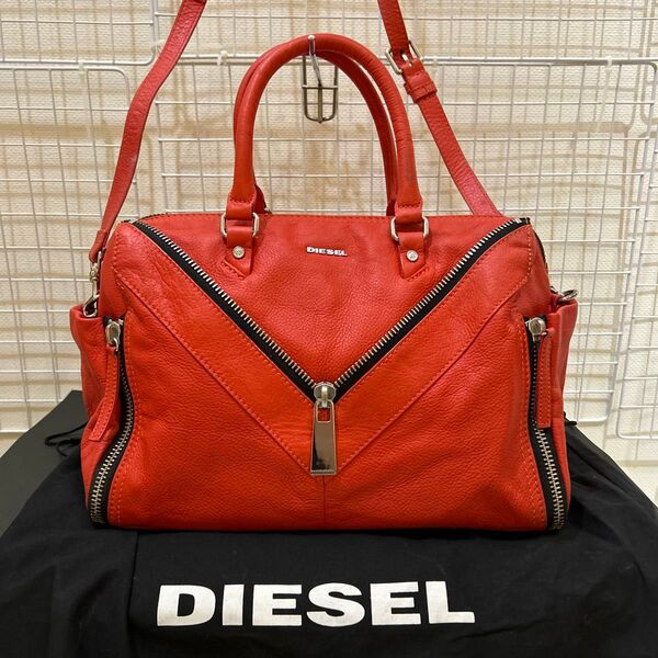 【未使用に近い極美品】DIESEL ディーゼル 2way ショルダーバッグ ハンドバッグ トート オールレザー ボストンバッグ