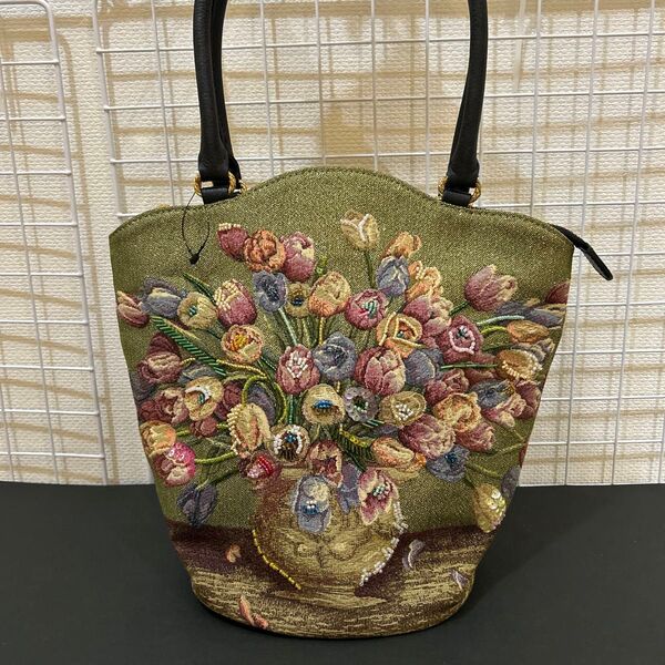 【未使用美品】Think Bee シンクビー トートバッグ ハンドバッグ ビーズバッグ 和装バッグ 刺繍