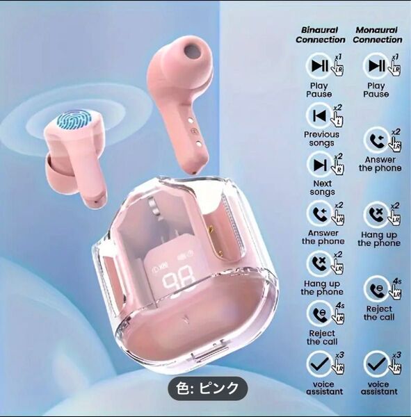 ワイヤレス イヤホン ヘッドフォン Bluetooth ヘッドセット ピンク