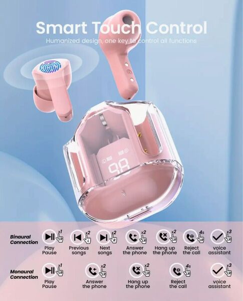 ワイヤレスイヤホン ヘッドフォン Bluetooth ヘッドセット ピンク