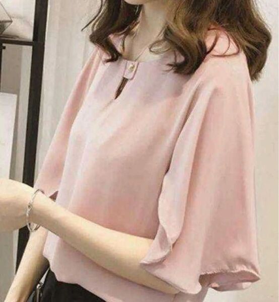 141 フリル袖 半袖 七分袖 シャツ シフォンブラウス トップス 4XL