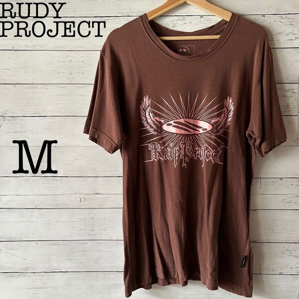 【Rudy Project】ルディプロジェクト メンズ 半袖Tシャツ Mサイズ ブラウン 古着