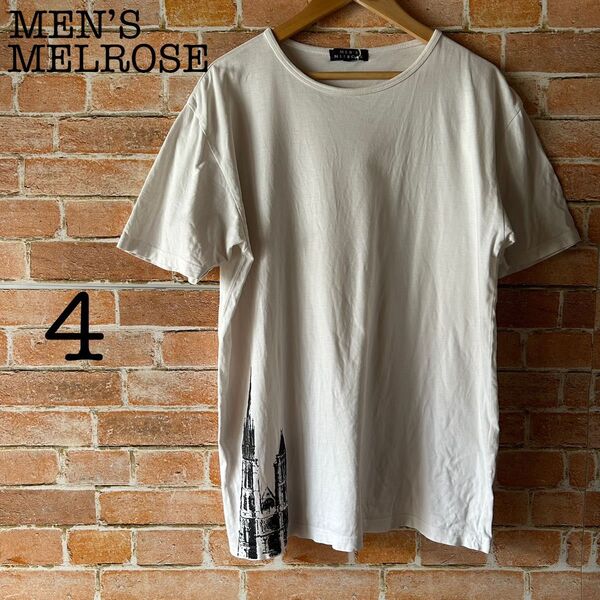 【MEN'S MELROSE】メンズメルローズ 半袖Tシャツ 白 ホワイト 4