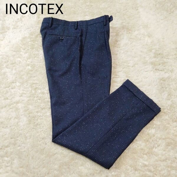 1598 INCOTEX インコテックス パンツ レナウール 薄手 44 濃紺