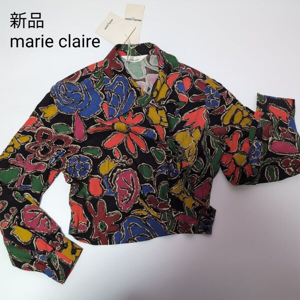 新品 marie claire マリークレール トップス ブラウス カシュクール 日本製 レトロ