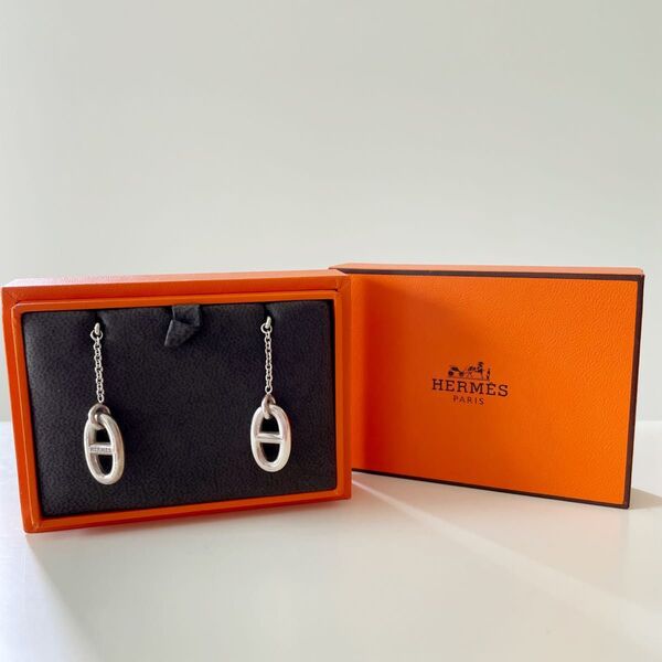 HERMES シェーヌダンクル ピアス シルバー エルメス