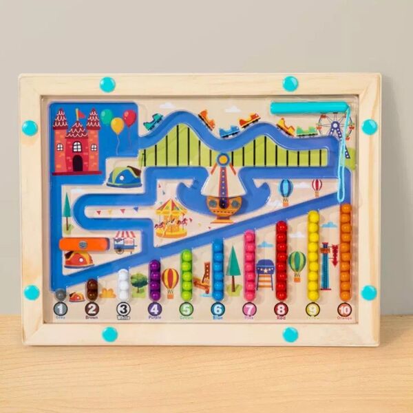迷路 磁石 パズル 知育玩具 木製 マグネット 磁気 おもちゃ プレゼント モンテッソーリ 人気 キッズ