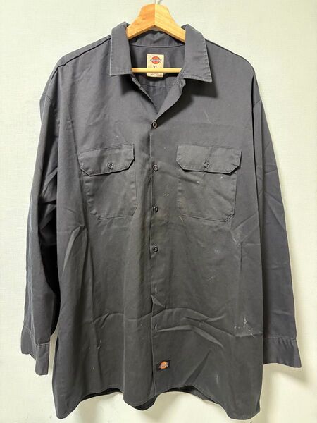 値下げ済み!Dickies ディッキーズ 長袖 ワークシャツ XLサイズ ブラック 作業着 ストリート系