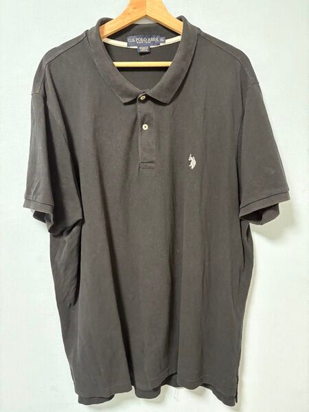 U.S. POLO ASSN. ポロシャツ XXL ブラック 刺繍ロゴ 半袖 メンズ カジュアル 中古 /EU