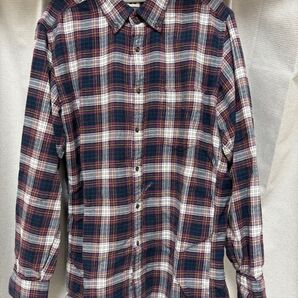 【秋冬コーデの即戦力!】チェック柄 長袖ネルシャツ ネイビー×パープル系 Mサイズ