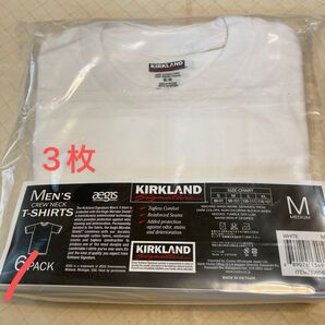 KIRKLAND メンズ クルーネックTシャツ 白 Mサイズ 6枚パックの3枚のみ ホワイト 未使用