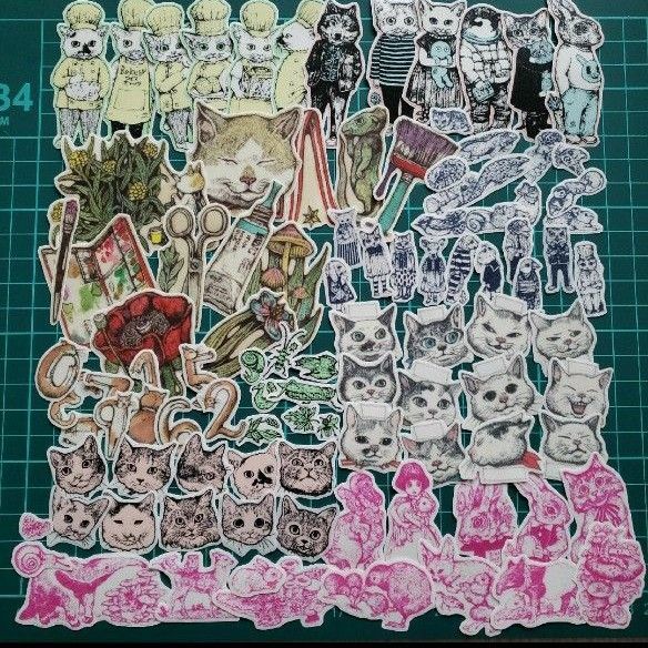 ヒグチユウコ ひぐちゆうこさん マステフレークシール 100枚セット マスキングテープカット 猫 ねこ 擬人化 パン屋 廃盤