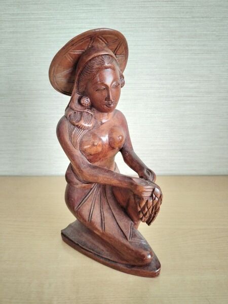 木製 女性像 彫刻 置物 インテリア
