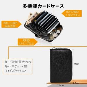 カードケース 本革 ミニ財布 カード入れ 定期入れ 小銭入れ RFID スキミング防止 コインケース ブラック メンズ
