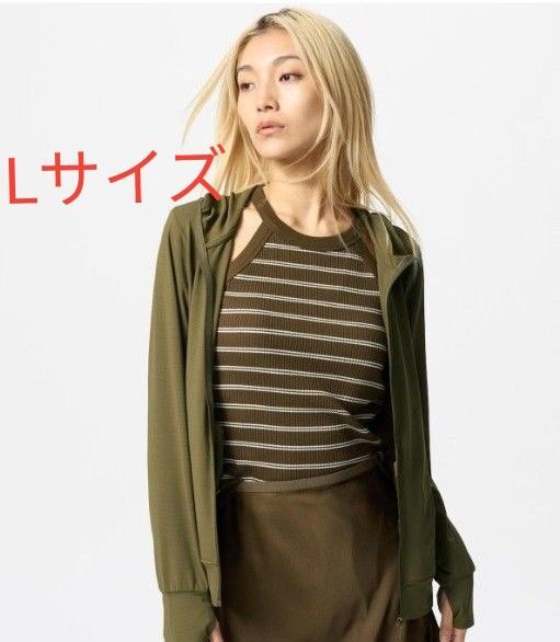 ユニクロ エアリズムUVカットフルジップパーカ オリーブ L 未使用