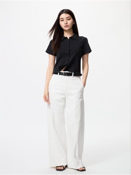 UNIQLO ユニクロ ワイドトラウザージーンズ ホワイト