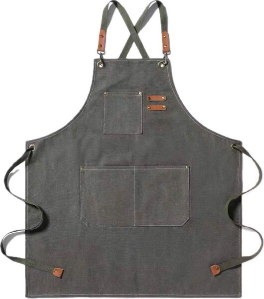 エプロン メンズ グレー 前掛け DIY 綿100% アウトドア キャンプ ワークエプロン おしゃれ 男女兼用 かっこいい BBQ