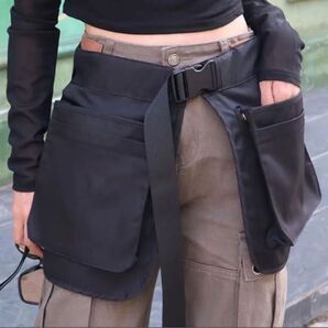 多ポケット ウエストポーチ ブラック エプロンバッグ 多機能 園芸 シンプル 美容師 ハンズフリー 黒 ブラック アウトドアDIY