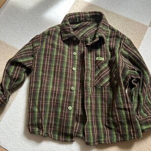 キッズチェックシャツ グリーン ブラウン100