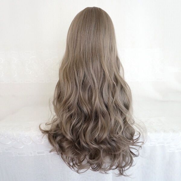 ウィッグ アッシュグレー ロングカール ロングヘアー 巻き髪 フルウィッグ 耐熱 ゆるふわ コスプレ【新品】