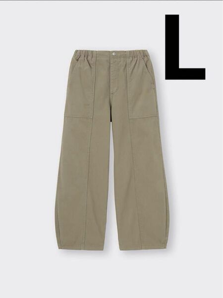 GU コクーンジョガープルオンパンツ L size カーキー ジーユー (丈標準67.5~71.5cm)
