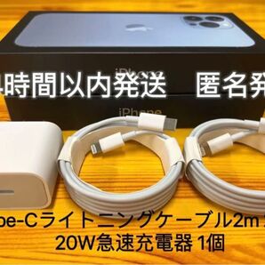 iPhone Type-Cライトニングケーブル2m 2本+20W急速充電器 1個