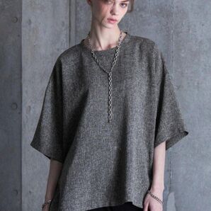 SERACE ルーズシルエットサイドジップツイード半袖Tシャツ