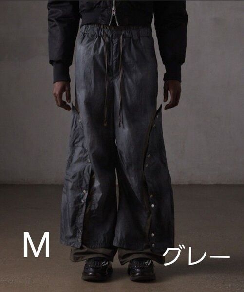 GRANCY】ButtonLayered DesignNylon Pants ボタンレイヤードデザインナイロンパンツグランシー