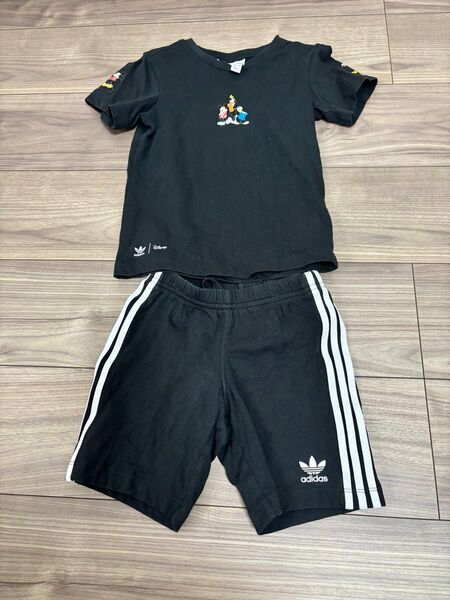 ミッキーadidasコラボ キッズ服セットアップ 半袖 上下 アディダス 100サイズ 上下セット