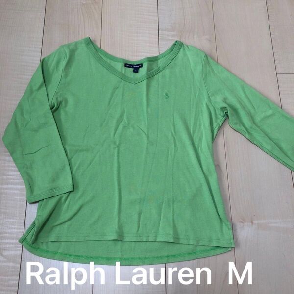 Ralph Lauren ラルフローレン Tシャツ 長袖 ロンT レディース M L グリーン ロゴ トップス