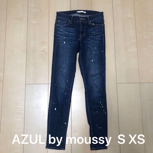 AZUL by moussy アズール スキニー デニム ペイント加工 パンツ S XS デニムパンツ ストレッチ ジーンズ