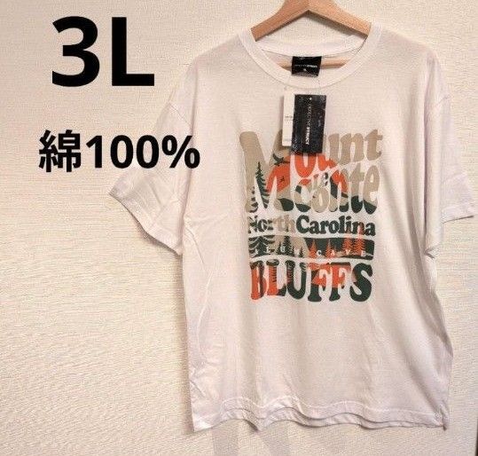しまむら コットン100% メンズTシャツ 3L タグ付き オフホワイト