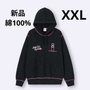 新品 ブラックイカゲームスウェットパーカー XXL ジーユー GU 綿100% パーカー ネットフリックス