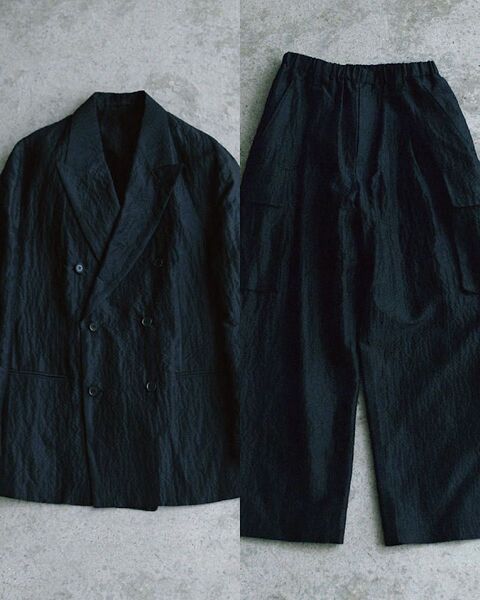 【LIDNM】SILK LINEN SUCKER JACKET / SILK LINEN SUCKER FATIGUE PANTS