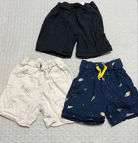 しまむら バースデイ ハーフパンツ 短パン 半ズボン ショートパンツ ボトムス キッズ 110 マイリトルワンダー 無地 宇宙柄