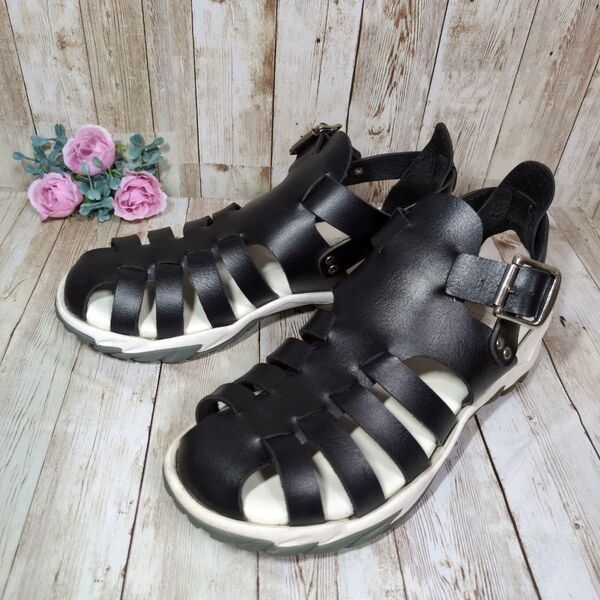 【MOUSSY × Fobs】コラボ☆Vibram☆グルカサンダル☆24.5cm☆ビブラムソール☆ブラック☆黒☆マウジー
