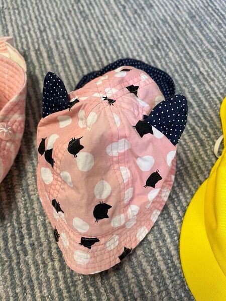 サイズ46cm 赤ちゃん 子供 ベビー 帽子 猫 ピンク