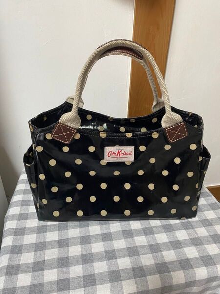 キャスキッドソン Cath Kidston ドット柄 トートバッグ ハンドバッグ 花柄 PVC