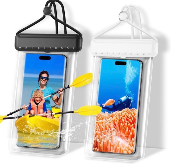 防水スマートフォンケース 2色セット IPX8完全防水 指紋/Face ID対応