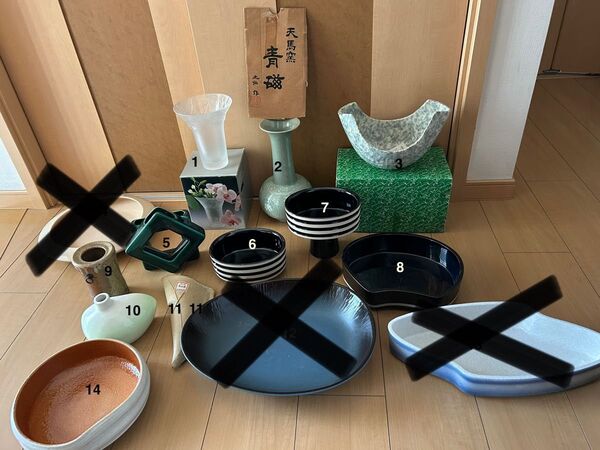 まとめ売り 花器 水盤 花瓶 掛け花入れ 3点5600円 希望番号のコメント必須です
