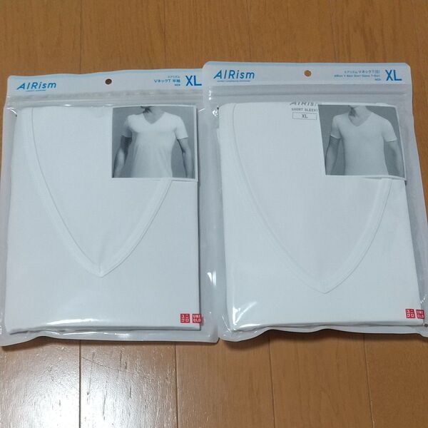ユニクロ エアリズム VネックTシャツ XLサイズ 白 2枚