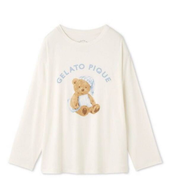 gelato pique ジェラートピケ 長袖Tシャツ クマ柄 オフホワイト