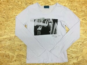 RAGEBLUE レイジブルー Sサイズ メンズ Tシャツ 長袖 ラウンドネック Uネック プリント ロンT カットソー 薄紫 ライトパープル