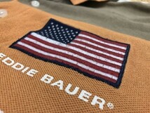 EDDIE BAUER エディーバウアー L メンズ ポロシャツ マルチボーダー ロゴプリント 半袖 綿100% オレンジ×ブラウン×オフホワイトなど_画像4