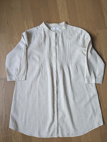 ユニクロ/レディース/五分袖ブラウス/トップス/リネン/Mサイズ/ベーシュカラー/ 土日週末限定価格!1点もの!